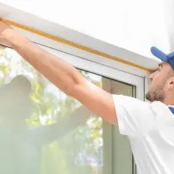 Trabajador cambiando una persiana de aluminio